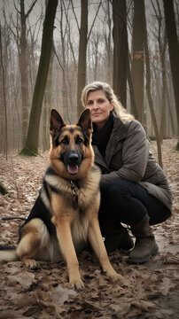 Woman with German Shepherd
