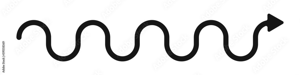 Poster arrow wavy black vector icon. simple black arrow vector. pointer to the right vector arrow.