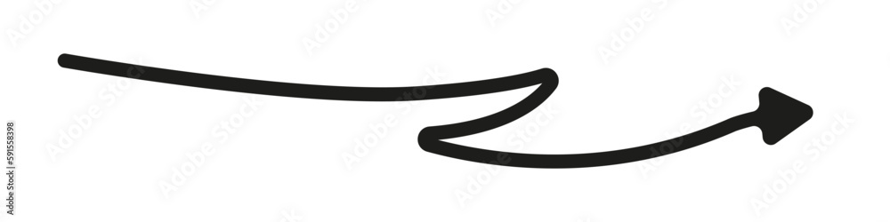 Poster arrow wavy black vector icon. simple black arrow vector. pointer to the right vector arrow.