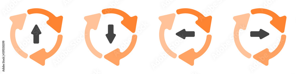 Poster ringed arrows vector. set of circular arrows infographics vector. black arrow in circle with arrows 