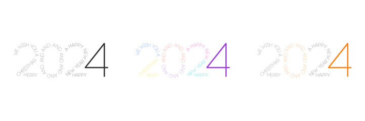 2024 Happy New Year Concept Vector Background Holiday Set. 2024 New Year of the Dragon. Design logotype number for website, social media, banner, flyer, brochure, greeting card