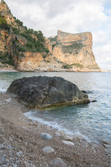 Landscape View at Moraig Cove Beach with Rock; Alicante; Spain - 591559509