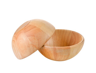 Wooden bowl isolated on  transparent png