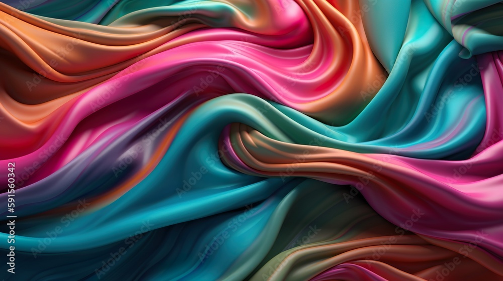 Poster abstract background with rubber or silicone sheet texture with flowing folds. colorful swirled plast
