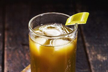 sugarcane juice, called garapa in Brazil, made with sugar cane, served chilled, MACRO PHOTOGRAPHY