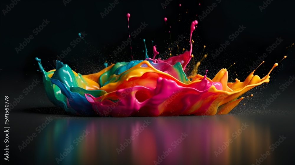 Aufkleber abstract background with liquid explosion of acrylic paint waves with splashing drops. bright wallpa