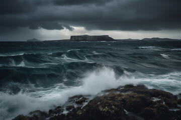 Fototapeta premium storm over the sea, generative ai