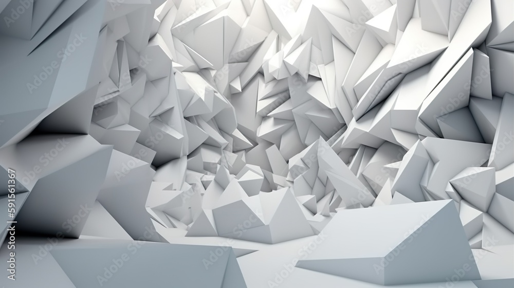 Poster abstract background with white cave with different shaped and sized shards stones or rocks. geometri