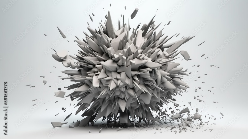 Aufkleber abstract background with white round shapes explosion of stone material. rock or concrete destructio
