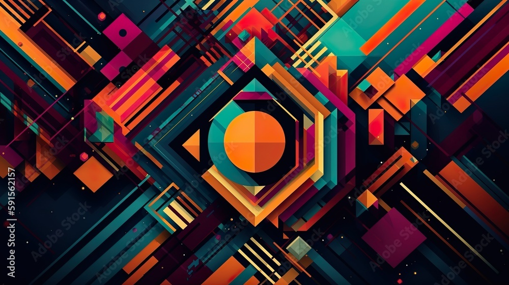 Poster abstract background with colorful symmetric geometric print. vibrating colorful wallpaper with compo