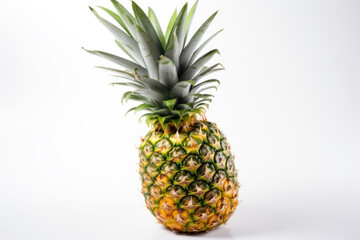 Pineapple, ananas, single pineapple on a isolated white background,  generative ai, Fresh tasty fruit