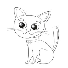 Cat Vector Coloring Page For Kids