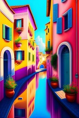 Landscape of colorful city
