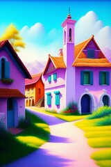 Naklejka premium Landscape of colorful city