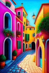 Landscape of colorful town