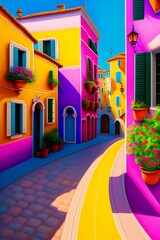 landscape of colorful city