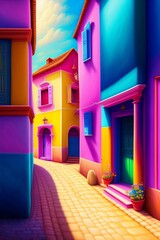landscape of colorful city