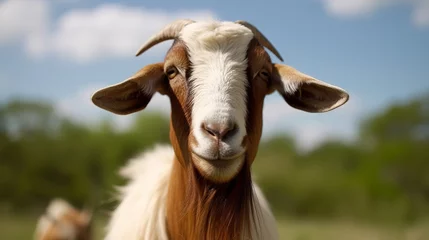 Deurstickers Curious Boer Goat © Emojibb.Family