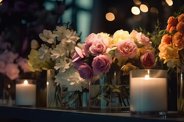 Fototapeta premium Flowers on display in a store or market setting