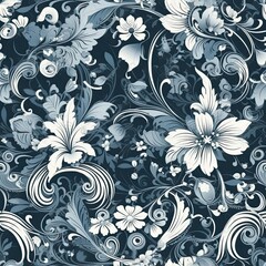Fototapeta na wymiar Playful and modern floral seamless pattern, featuring bold and geometric shapes that add a trendy and edgy touch to any project.