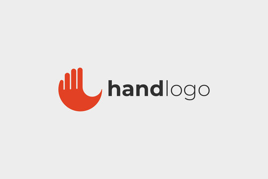 Hand Logo Image. Simple Circular Hand with Fingers isolated on White Background. Flat Vector Logo Design Template Element for Branding Logos.