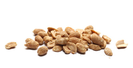 Seasoned roasted peanuts and black pepper flavored  isolated on white 