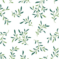 Naklejka na ściany i meble Abstract floral pattern. Branch with leaves ornamental texture. Flourish nature summer garden textured floral background