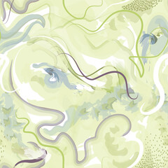 Naklejka premium Abstract wavy lines. Beautiful seamless watercolored texture. Endless pattern in bright spring style. Flowing waves abstraction. Modern background for web site business graphics.
