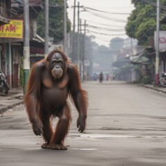 orangutan, street, 