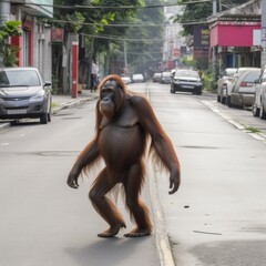 orangutan, street, 