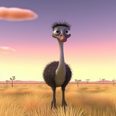 ostrich in the desert