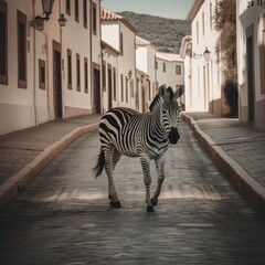 zebra crossing the road