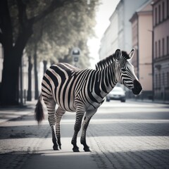 zebra crossing the road