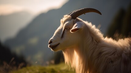 Fototapeta premium Adorable Saanen Goat Kids Playing