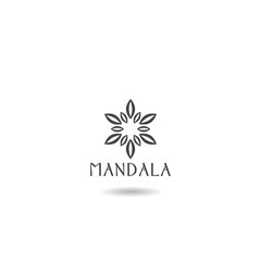 Mandala flower icon with shadow