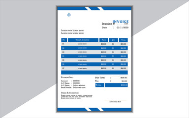 Corporate Business Invoice design template vector illustration bill form price invoice.Stationery design set with letterhead, business card and invoice.