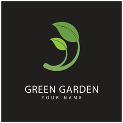 Obraz premium green garden logo vector and symbol