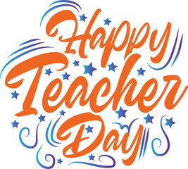 Obraz premium Happy Teacher's day hand sketched lettering decorated hand drawn heart. Teacher's day typography concept as template for cards, posters, social media post