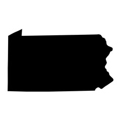 Pennsylvania black map on white background