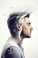 Electric vehicles concept - Conceptual portrait of a young man with an EV. Generative AI