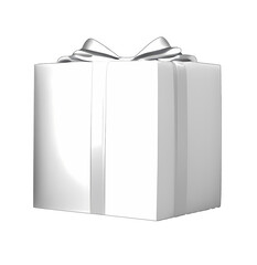 white gift box with gray ribbon give presents happy day PNG