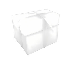 white gift box with white ribbon give presents happy day PNG