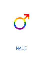 Male gender orientation rainbow symbol sexual icon