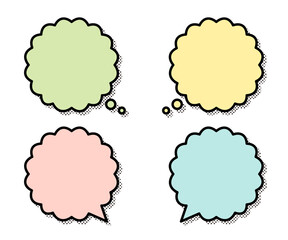カラフルでかわいい吹き出しのフレームセット　影つき
