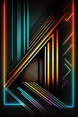ai generated illustration abstract neon lights background with laser rays, and glowing lines