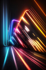 ai generated illustration abstract neon lights background with laser rays, and glowing lines