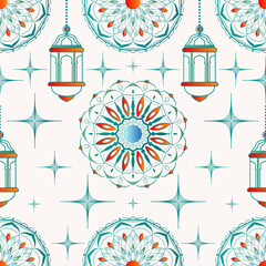 seamless pattern mandala gradient color for islamic day.