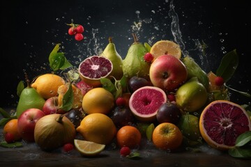 Fototapeta na wymiar Fresh fruits assorted fruits. Generative AI
