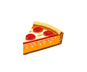 Vector illustration of triangular pizza slice isolated on white background