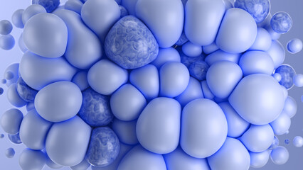 3d render illustration - Pastel trendy soft bubbles in motion. Abstract wallpaper with lilac 3D spheres. Great for your design web or print projects.